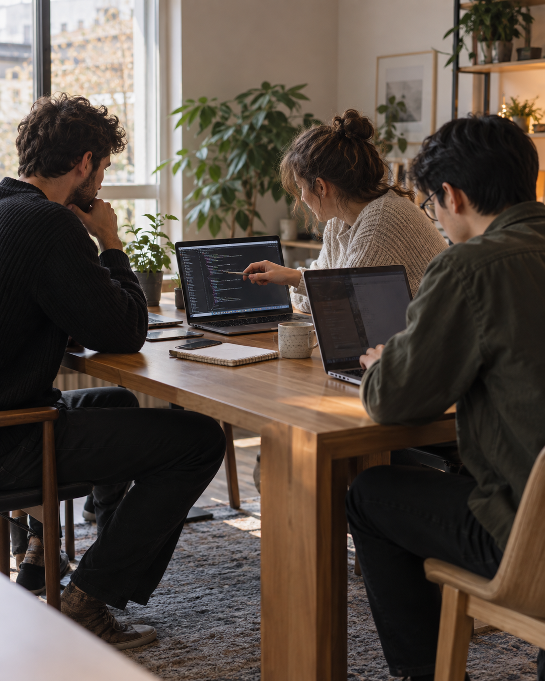 Illustration générée : une équipe développe un projet pendant un hackathon