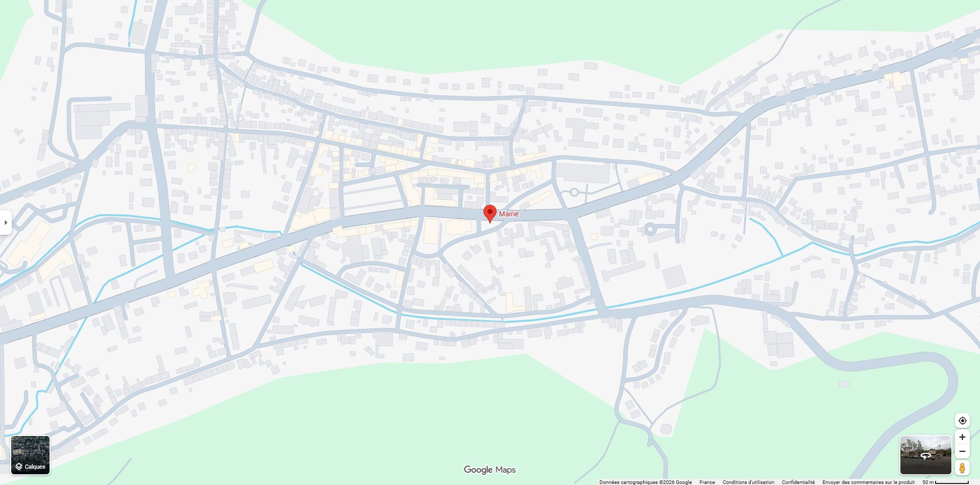 Carte Google Maps du centre des Andelys, avec un repère sur la mairie avenue du Général-de-Gaulle.